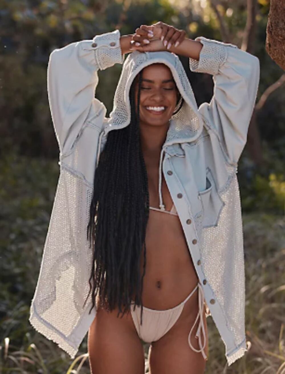 Free People We The Free I See Through You Cardigan Hoodie Mesh Oversized Medium